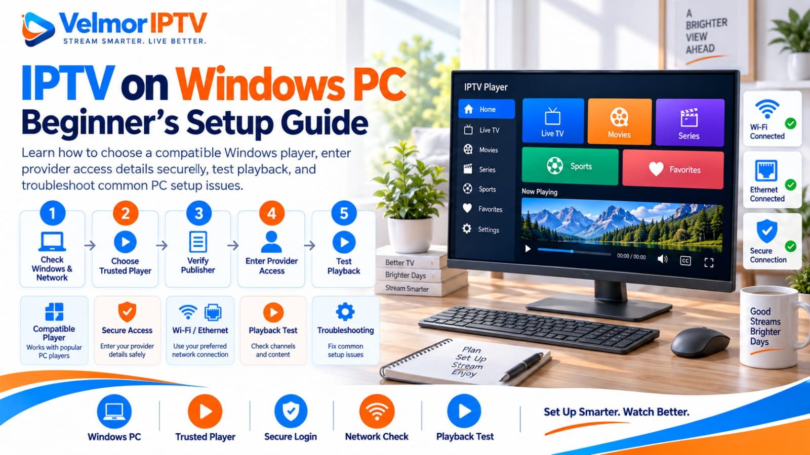 IPTV setup guide for Windows PC using a trusted compatible player and secure provider access